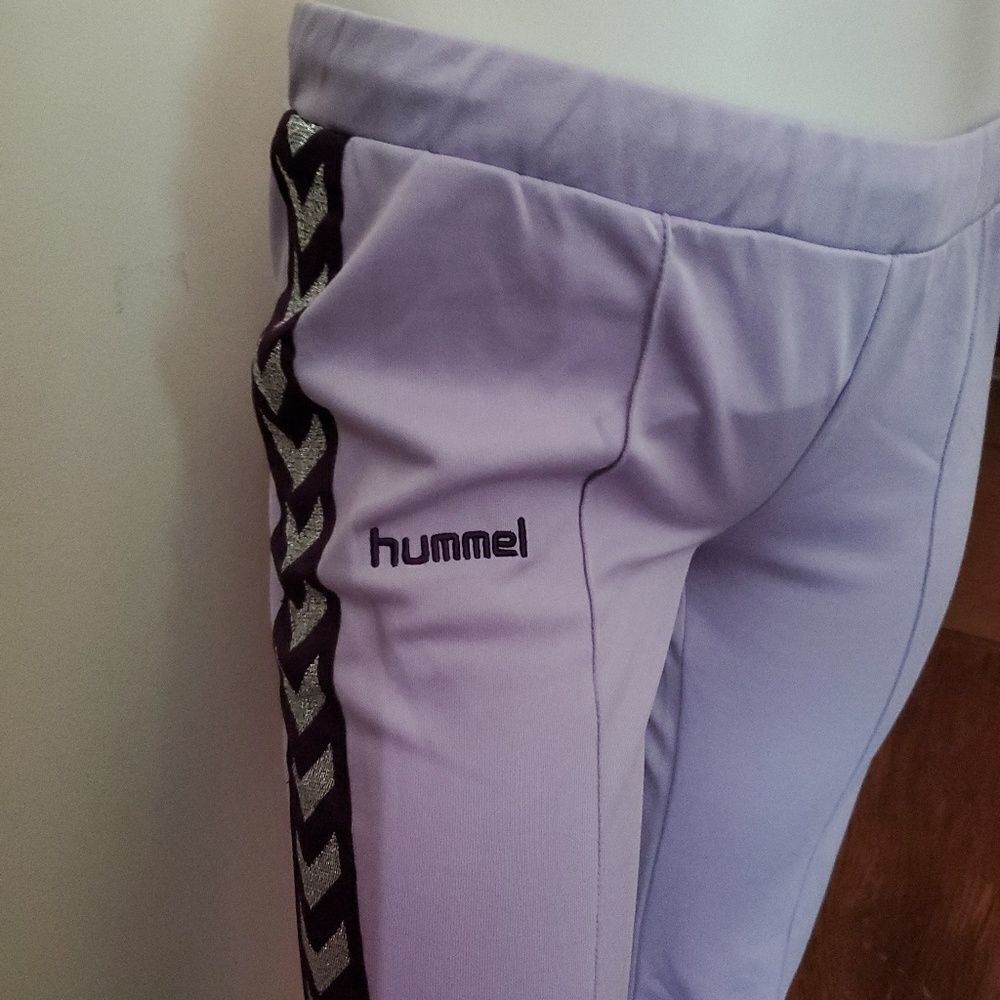 NEW Y2K HUMMEL pants Annika pastel purple‎ chevron drawstring track S - Picture 2 of 6